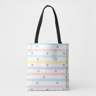 HAMbyWG - Tote - Kleine Herzen, Pastell Linien! Tasche