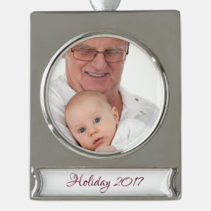 HAMbyWG - Weihnachtsschmuck - Mit Ihrem Bild Banner-Ornament Silber