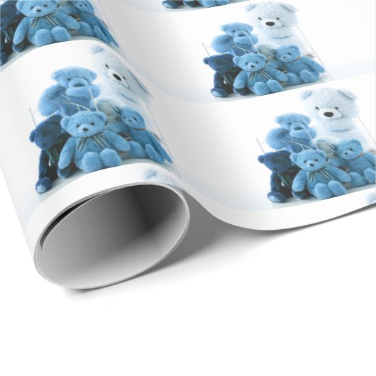 HAMbyWG - Wrapping Paper - Blue Teddy Bears Geschenkpapier (Rolleneckpunkt)
