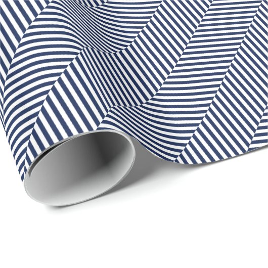 HAMbyWG Wrapping Paper - Navy/White Stripe Muster Geschenkpapier (Rolleneckpunkt)
