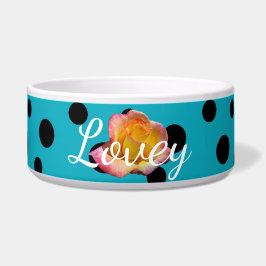 HAMbyWhiteGlove - Dog Food Bowl - Black Polka Dots Napf