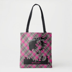 HAMbyWhiteGlove Friseur Thema mit rosa Karo Tasche