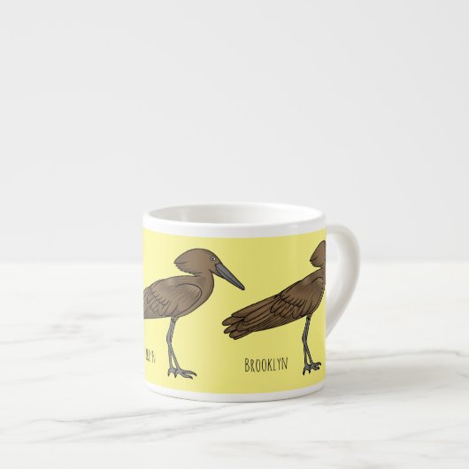 Hamerkop Vogel Cartoon Illustration Espressotasse (Vorderseite Rechts)