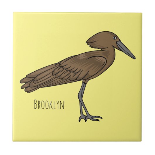 Hamerkop Vogel Cartoon Illustration Fliese (Vorderseite)