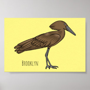 Hamerkop Vogel Cartoon Illustration Poster
