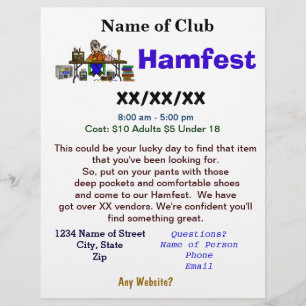 Hamfest Flyer 2-seitig mit Ham Vendor Customize It