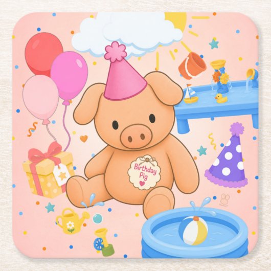 Hamhocks Pink Splashtastic! Geschichtenbuch Rechteckiger Pappuntersetzer (Vorderseite)