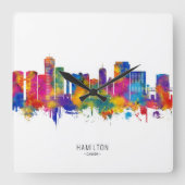 Hamilton Canada Skyline Quadratische Wanduhr (Vorderseite)