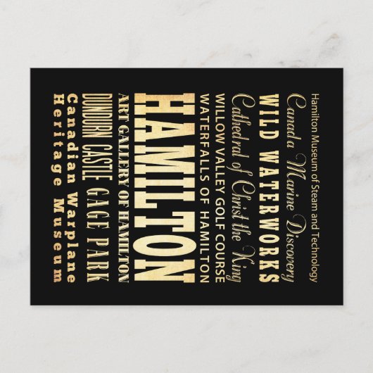 Hamilton City of Ontario Typografy Art Postkarte (Vorderseite)