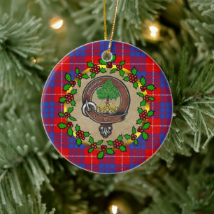 Hamilton Clan Abzeichen & Tartan Personalisiert Xm Keramik Ornament