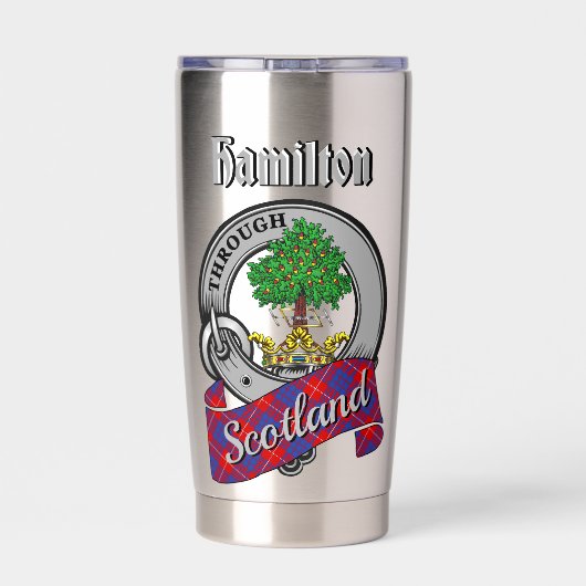 Hamilton Clan Badge & Tartan Thermobecher (Rückseite)