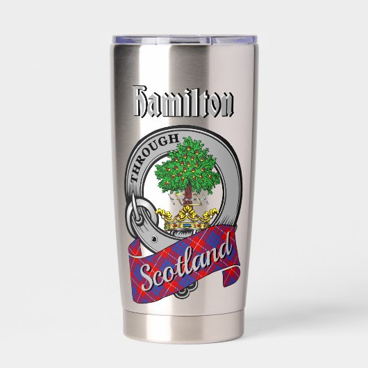 Hamilton Clan Badge & Tartan Thermobecher (Vorderseite)