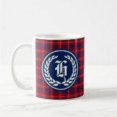 Hamilton Clan Red und Royal Blue Tartan Monogram Kaffeetasse (Links)