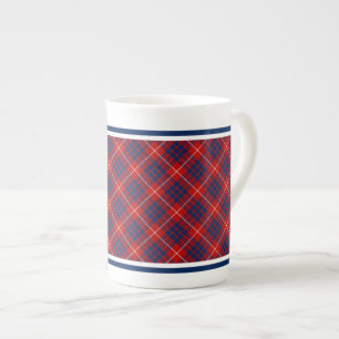 Hamilton Family Tartan Rot und Königlich Blau Kari Porzellantasse