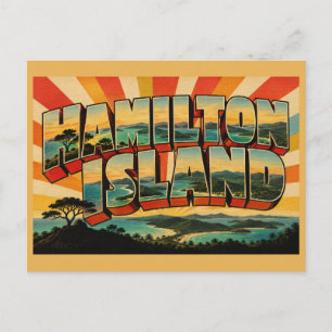 Hamilton Island Queensland Vintage Reise Kunst Postkarte