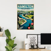 Hamilton Neuseeland Retro-Reiseposter-Kunst Poster (Heimbüro)
