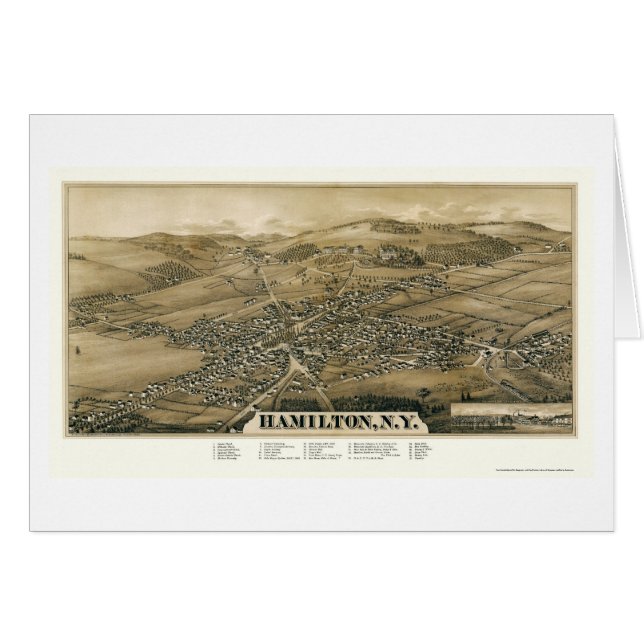 Hamilton, NY panoramische Karte - 1885 (Vorderseite (Horizontal))