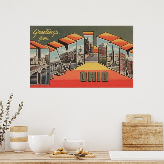 Hamilton, Ohio - Große Buchstabenszenen Poster (Küche)