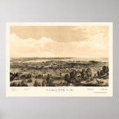 Hamilton, ON, Canada Panoramic Map - 1859 Poster (Vorne)