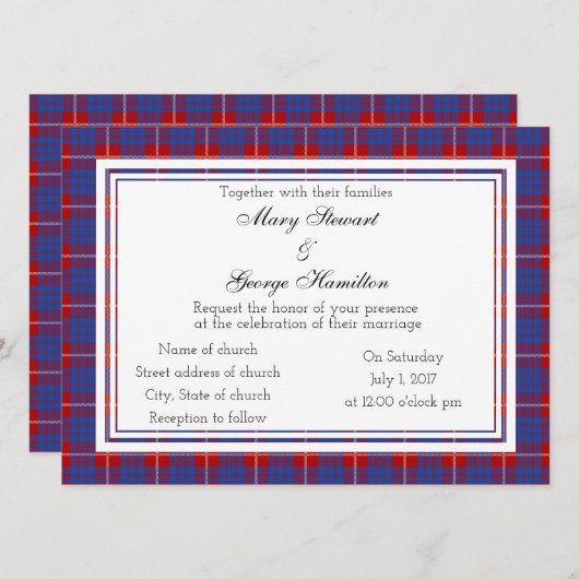 Hamilton Scottish Wedding Einladung (Vorne/Hinten)