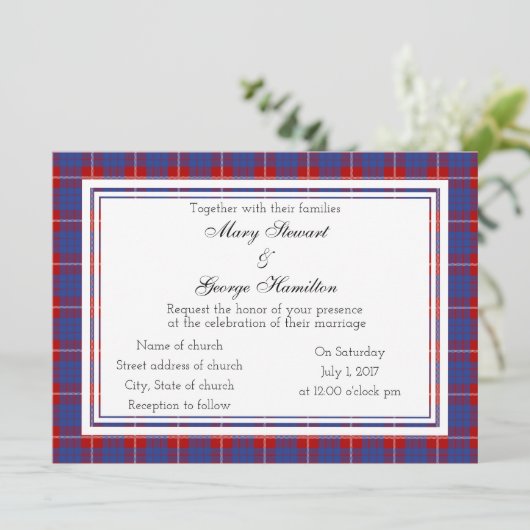 Hamilton Scottish Wedding Einladung (Stehend Vorderseite)