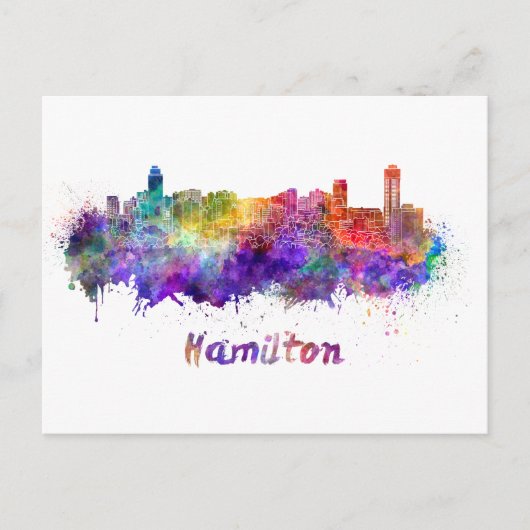 Hamilton skyline im Watercolor Postkarte (Vorderseite)