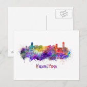 Hamilton-Skyline in Aquarellfarbe Postkarte (Vorne/Hinten)