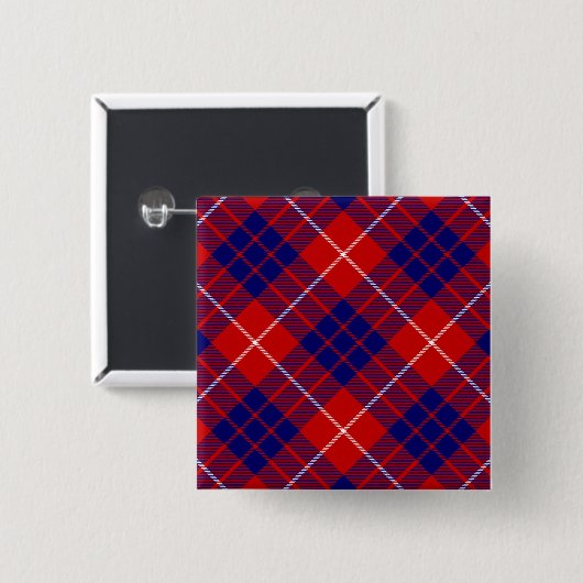 Hamilton Tartan Red Blue lila kariert Button (Vorne & Hinten)