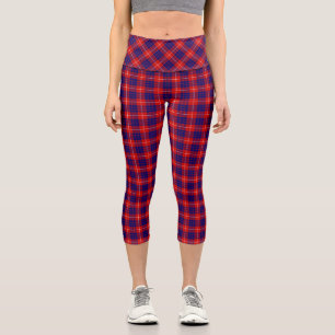 Hamilton Tartan Red Blue lila kariert Capri Leggings