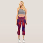Hamilton Tartan Red Blue lila kariert Capri Leggings (Vorderseite)