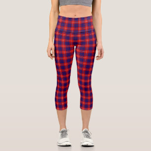 Hamilton Tartan Red Blue lila kariert Capri Leggings