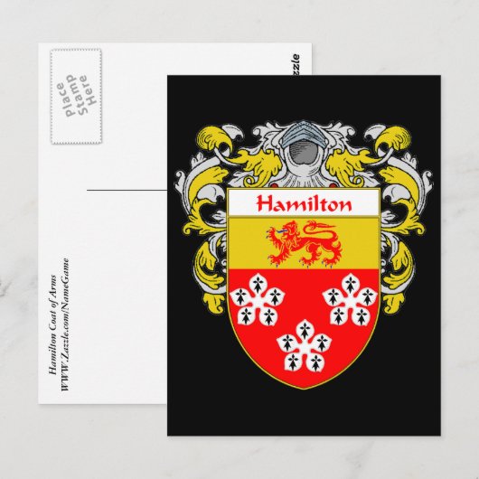 Hamilton-Wappen (mantled) Postkarte (Vorne/Hinten)