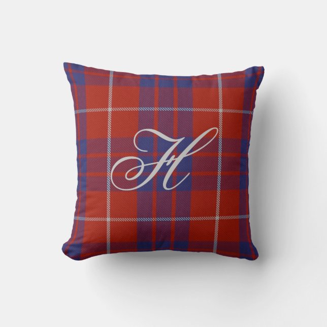 Hamiltontartan-Monogramm-Kissen Kissen (Vorderseite)