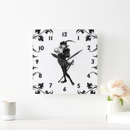 Hamlet Die schwarzen weißen Zahlen der Bard Quadratische Wanduhr (Zuhause)