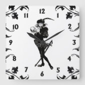 Hamlet Die schwarzen weißen Zahlen der Bard Quadratische Wanduhr (Vorderseite)
