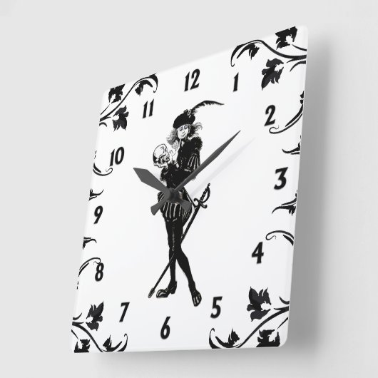 Hamlet Die schwarzen weißen Zahlen der Bard Quadratische Wanduhr (Winkel)