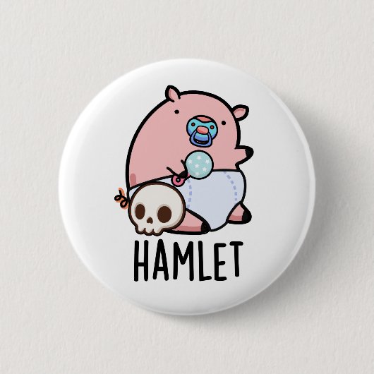 Hamlet Funny Shakepear Baby Pig Puff Button (Vorderseite)