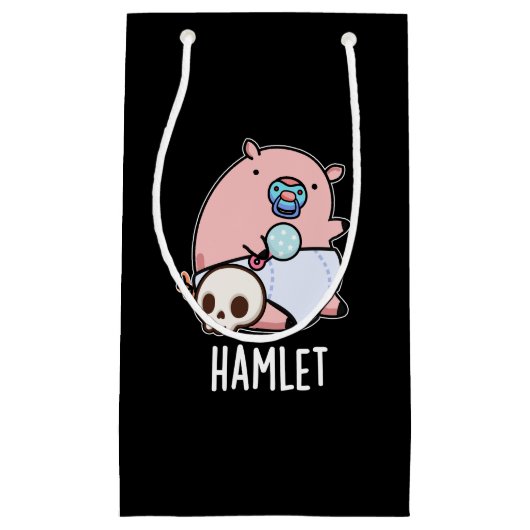 Hamlet Funny Shakepear Baby Pig Pun Dark BG Kleine Geschenktüte (Vorderseite)