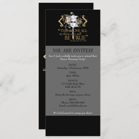 Hamlet "Selbst wahr sein" Zitat (Gold-Version) Einladung (Vorne/Hinten)