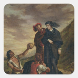 Hamlet und Horatio im Friedhof Quadratischer Aufkleber