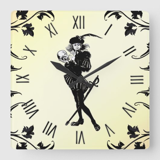 Hamlet Yellow Quadratische Wanduhr (Vorderseite)