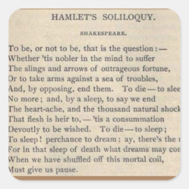 Hamlet's soliloquy- sein oder nicht sein quadratischer aufkleber