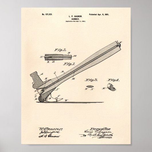 Hammer 1901 Patent Art Old Peper Poster (Vorne)
