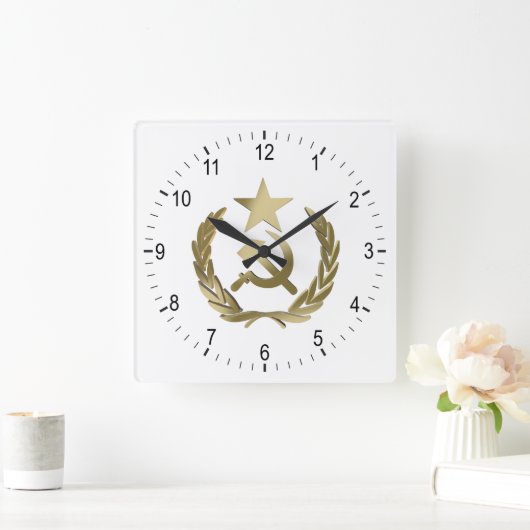 Hammer and sickle quadratische wanduhr (Zuhause)