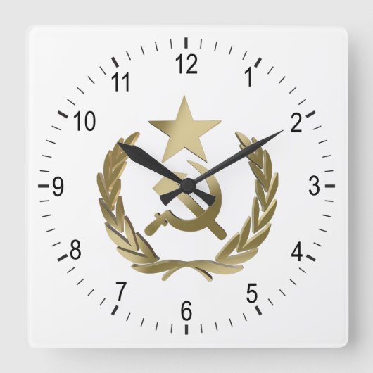 Hammer and sickle quadratische wanduhr (Vorderseite)
