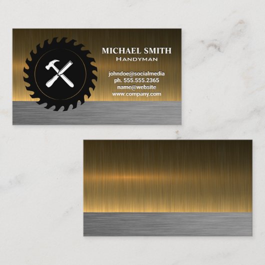 Hammer Chisel | Rundsäge | Metallic Visitenkarte (Vorne/Hinten)