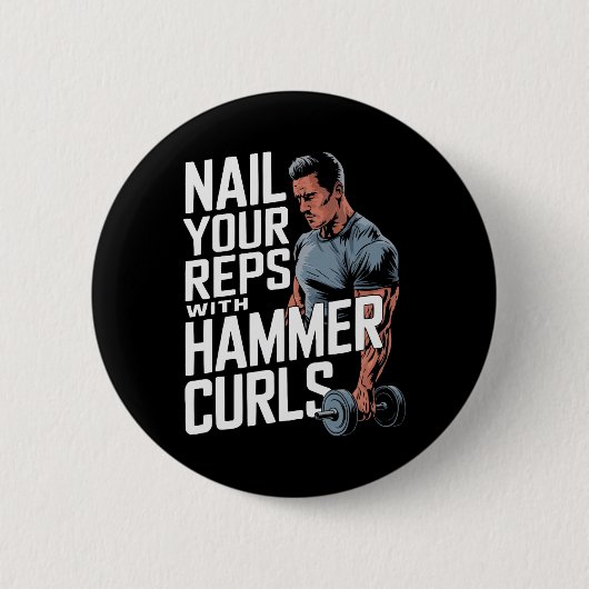 Hammer Curls Bodybuilding Fitness Workout Gym Button (Vorderseite)