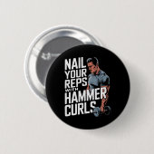 Hammer Curls Bodybuilding Fitness Workout Gym Button (Vorne & Hinten)