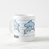 Hammer-Hai-Strand-Kinder-Name Kaffeetasse (Vorderseite Links)