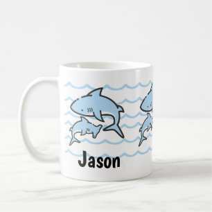 Hammer-Hai-Strand-Kinder-Name Kaffeetasse